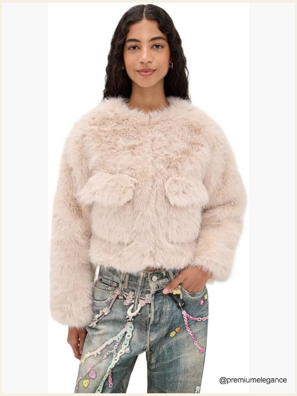 Luxurious Faux Fur Jacket With Flap Front Pockets
